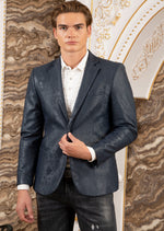 Navy Casual Faux Leather Blazer