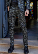 Black Marble Effect Print Pants