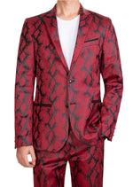 Red Black Python Print 2-Pcs Suit