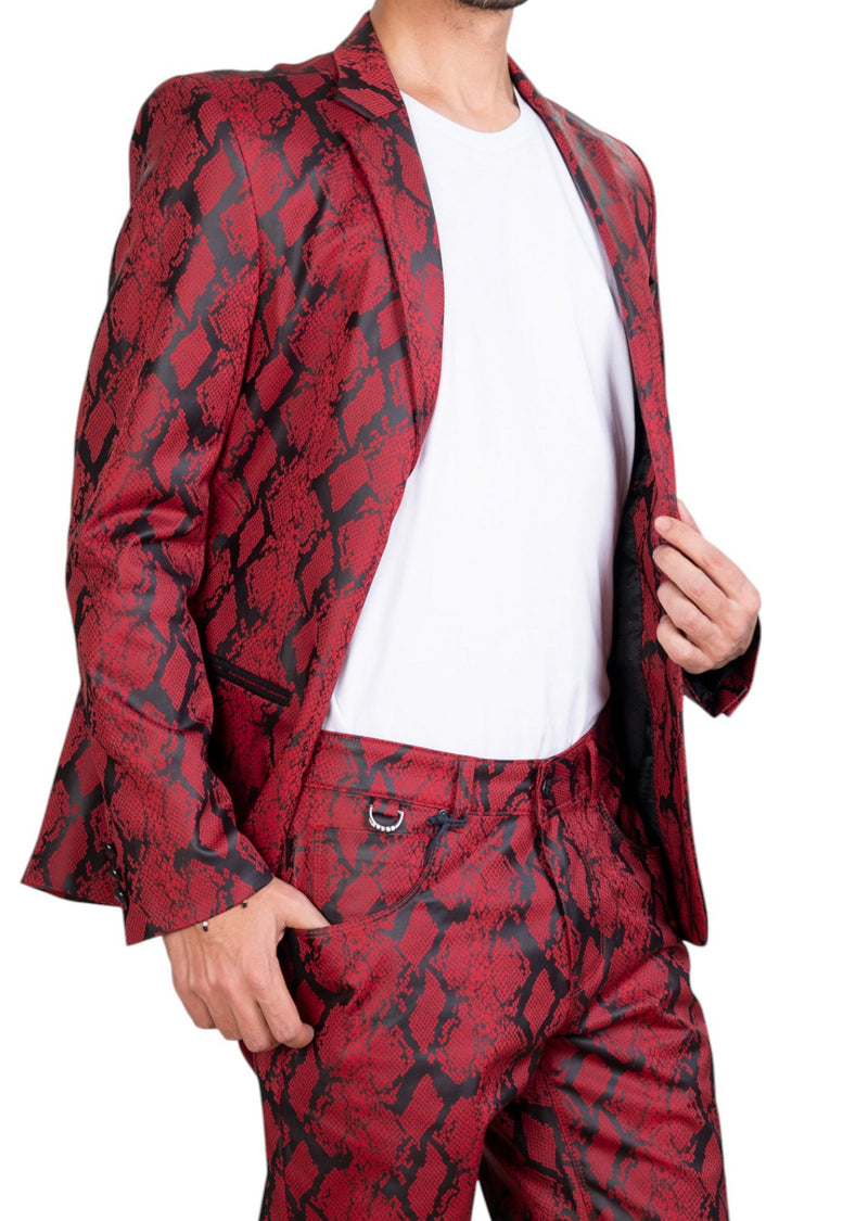 Red Black Python Print 2-Pcs Suit