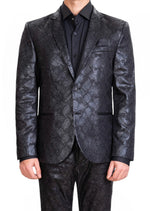 Black Python Print 2-Pcs Suit