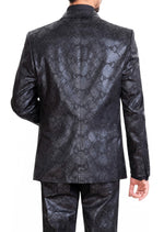 Black Python Print 2-Pcs Suit