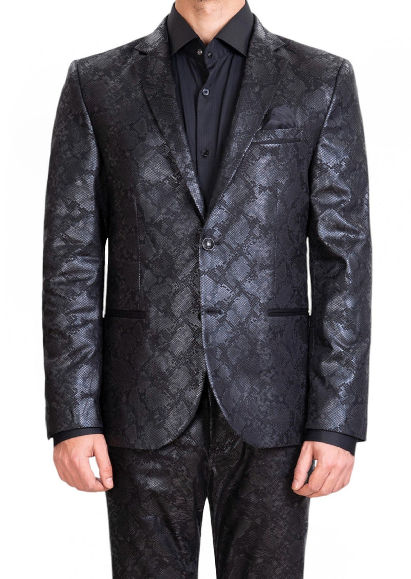 Black Python Print 2-Pcs Suit