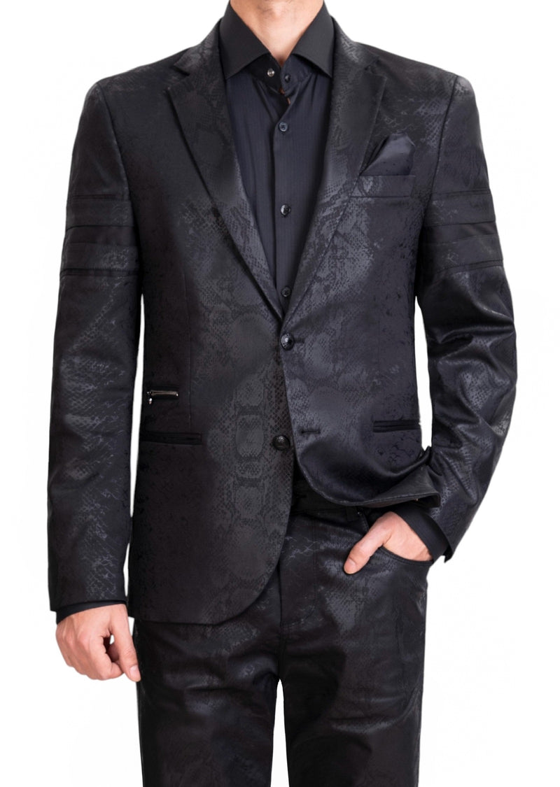 Black Snakeskin 2-Pcs Suit