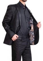 Black Snakeskin 2-Pcs Suit