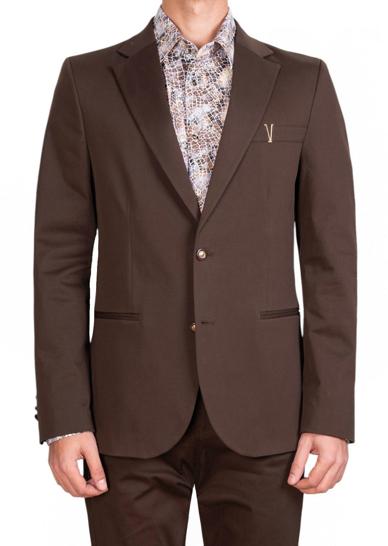 Brown Gold V-Buckle 2-Pcs Suit