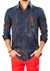 Navy Batik Art Geo Knit Shirt