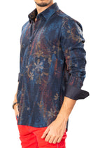 Navy Batik Art Geo Knit Shirt