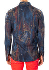 Navy Batik Art Geo Knit Shirt