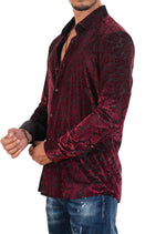 Burgundy Floral Burnout Velvet Shirt