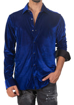 Blue Tonal Stripe Velvet Shirt