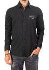 Black Emboss Zipper Knit Shirt