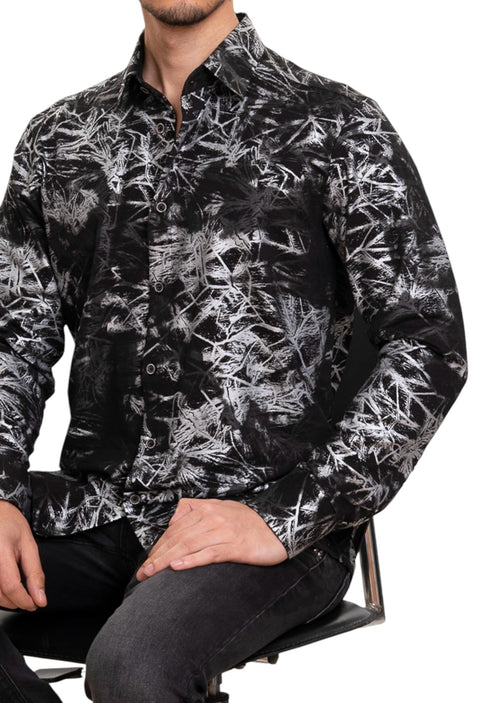 Black Shattered Foil Knit Shirt