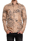 Beige Shattered Foil Knit Shirt