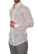 White Barocco Lace Sheer Shirt