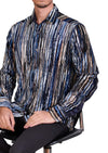 Blue Brushstroke Velvet Shirt