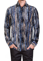 Blue Brushstroke Velvet Shirt