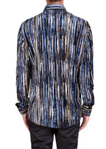 Blue Brushstroke Velvet Shirt