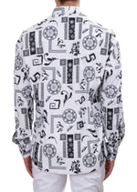 White Meander Collage Silky Shirt