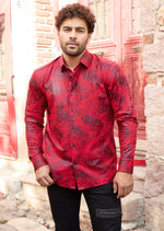 Red Swirl Leopard Foil Knit Shirt