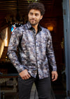 Black Multicolor Snake Foil Knit Shirt