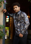 Black Multicolor Snake Foil Knit Shirt