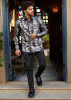 Black Multicolor Snake Foil Knit Shirt