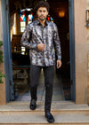 Black Multicolor Snake Foil Knit Shirt