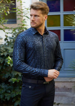 Navy Snake Foil Knit Shirt