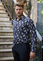 Black Paisley Silky Shirt