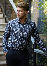 Black Paisley Silky Shirt