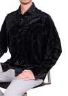 Black Emboss Swirl Velvet Shirt