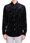 Black Emboss Swirl Velvet Shirt