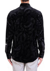 Black Emboss Swirl Velvet Shirt