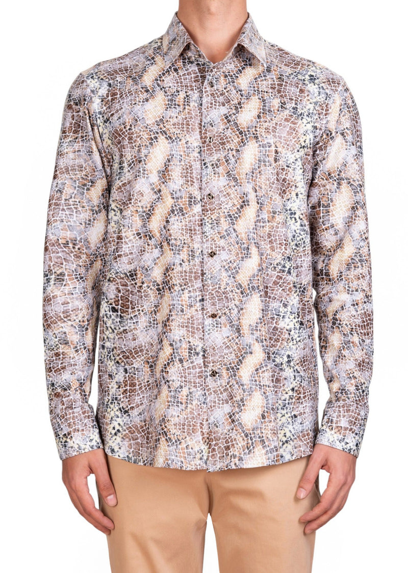 White Beige Snake Knit Shirt