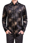 Black Gold Flame Velvet Shirt