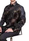 Black Gold Flame Velvet Shirt