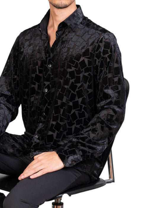 Black Micro Square Velvet Shirt