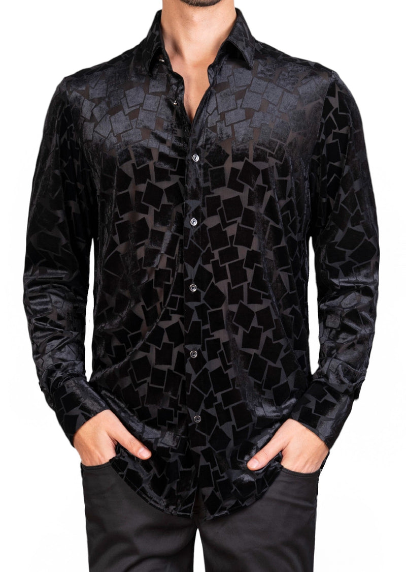 Black Micro Square Velvet Shirt