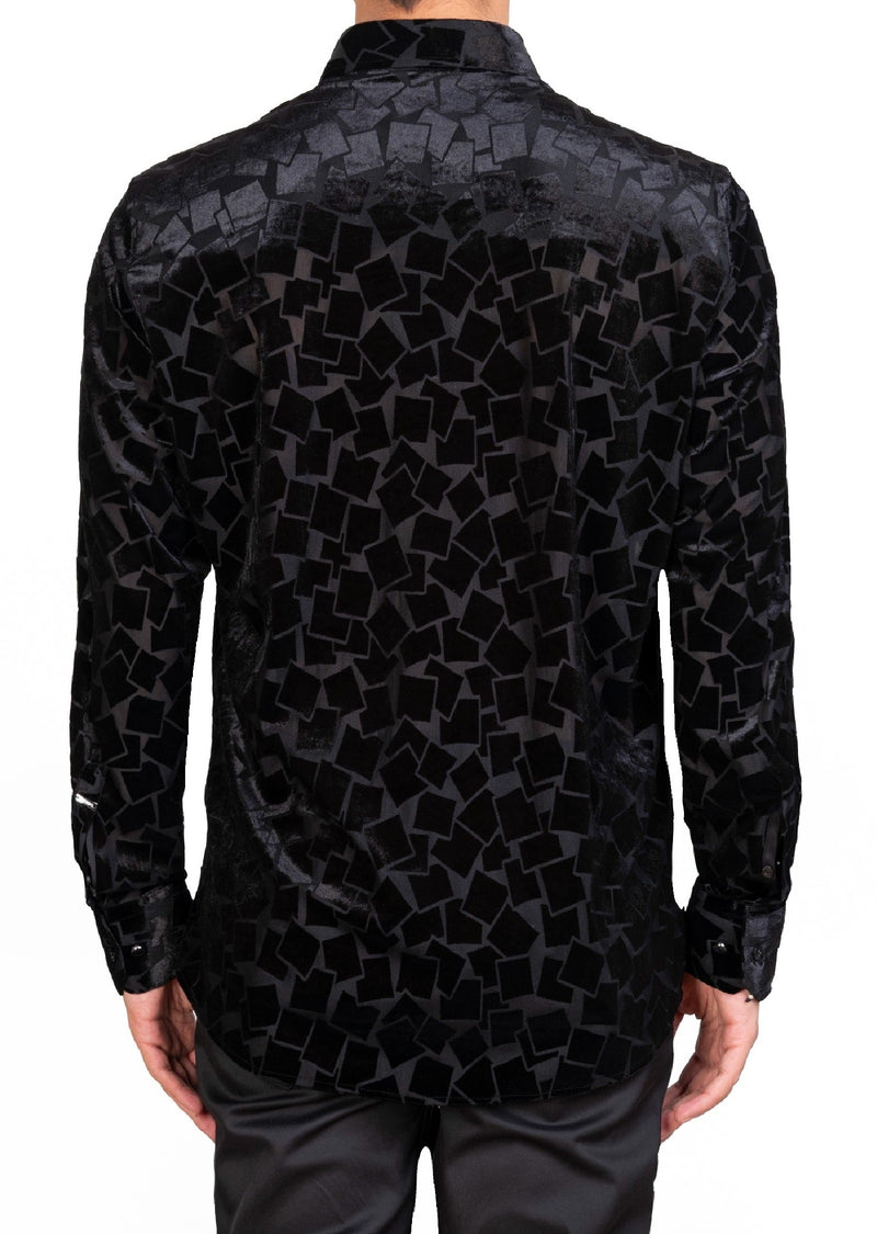 Black Micro Square Velvet Shirt