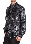 Black Silver Flame Velvet Shirt