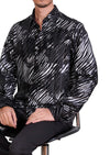 Black Silver Flame Velvet Shirt