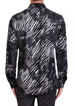 Black Silver Flame Velvet Shirt