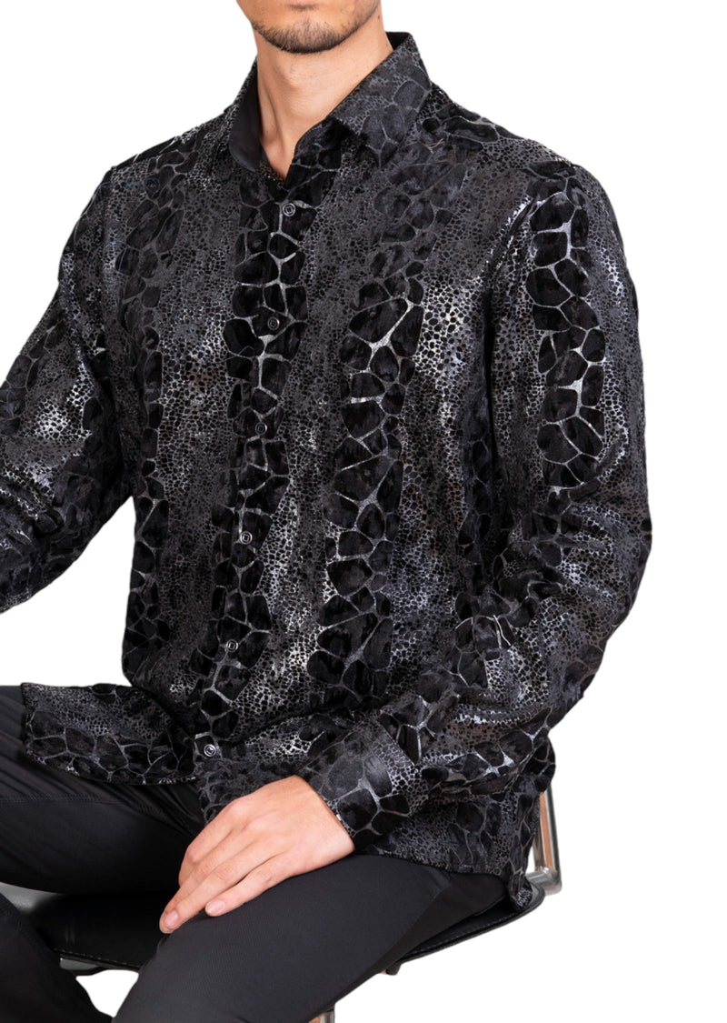 Black Alligator Velvet Shirt