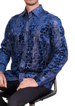 Royal Blue Alligator Velvet Shirt