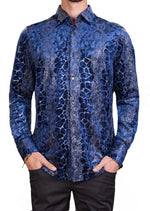 Royal Blue Alligator Velvet Shirt