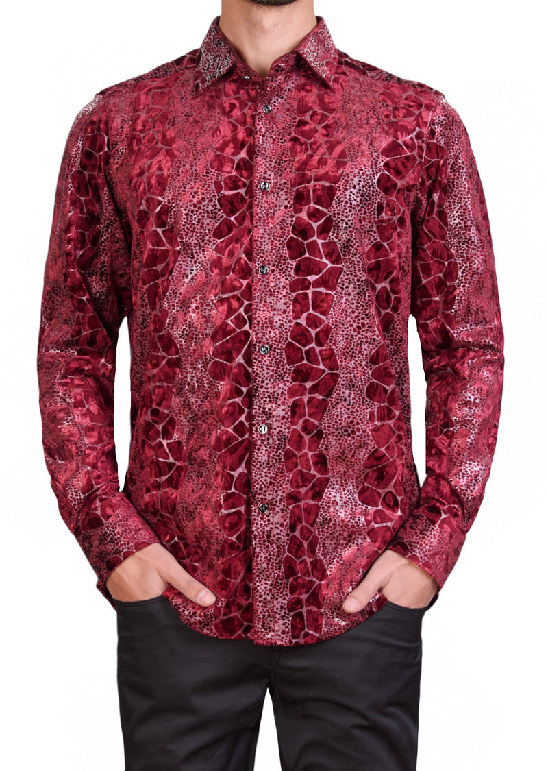 Burgundy Alligator Velvet Shirt