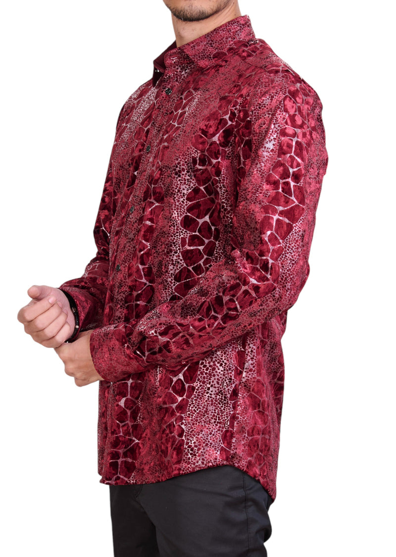 Burgundy Alligator Velvet Shirt