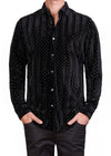 Black Glued Studded Velvet Shirt