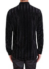 Black Glued Studded Velvet Shirt